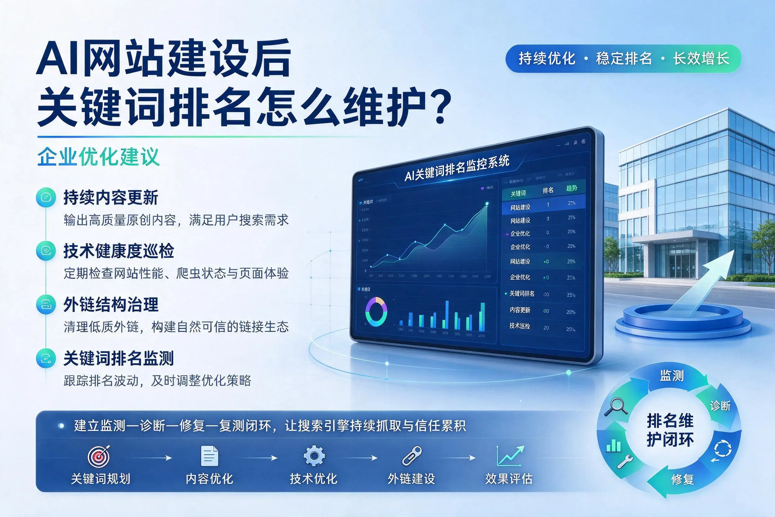 AI网站建设后关键词排名怎么维护？山东企业优化建议
