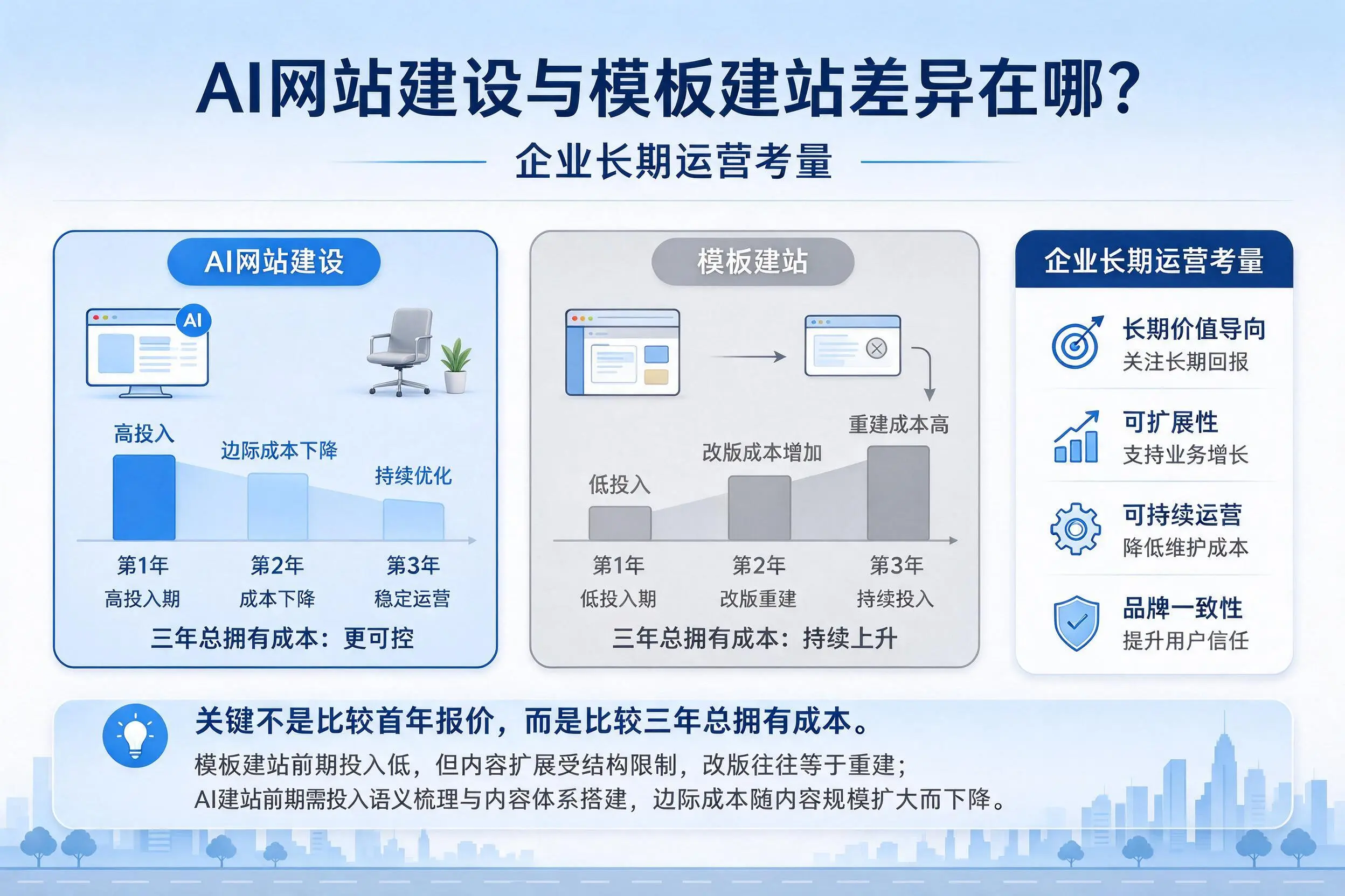 AI网站建设与模板建站差异在哪？山东企业长期运营考量