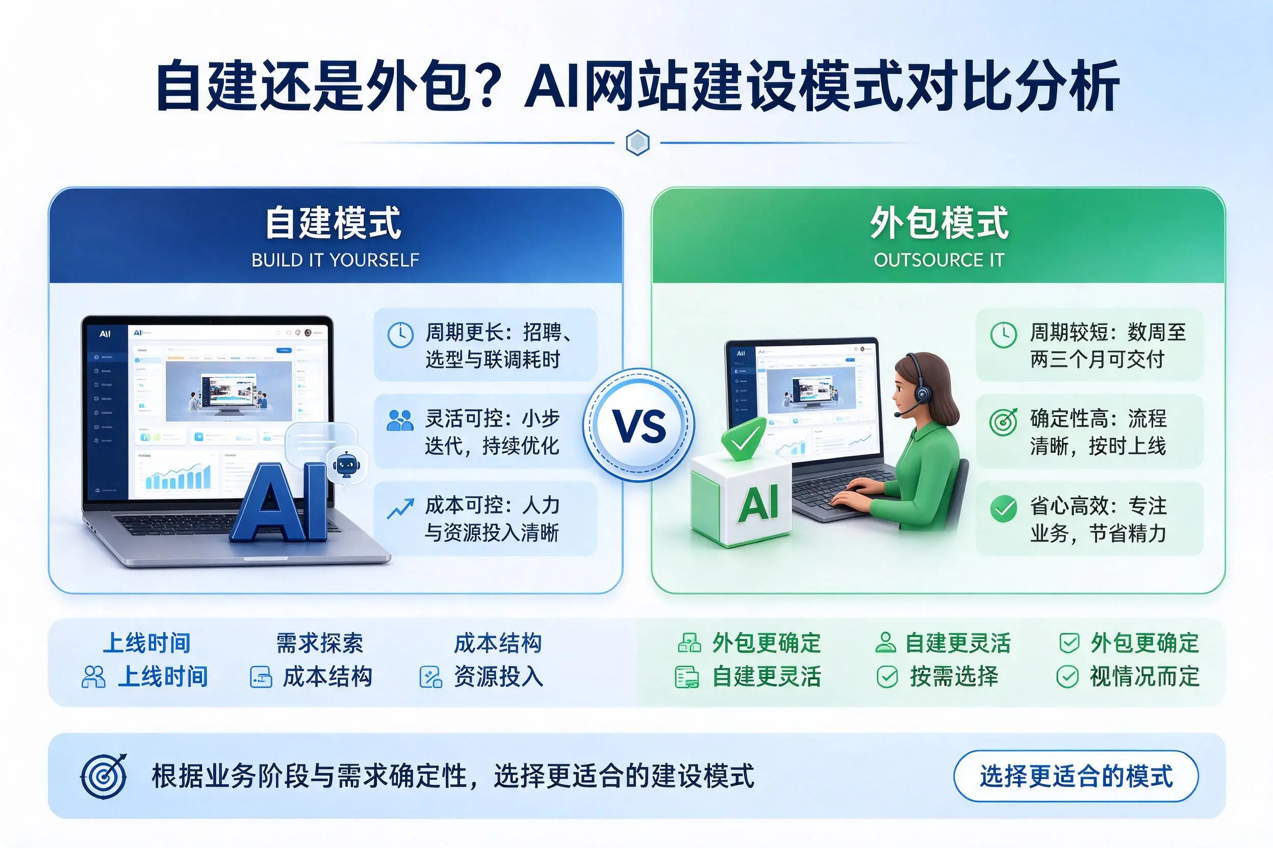自建还是外包?山东AI网站建设模式对比分析